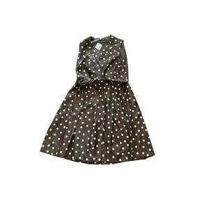 1990s Vintage Jessica Howard Chocolate Brown Polka Dot Belted Wrap Dress Size 14